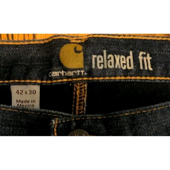 Carhartt Men's Jeans 42x30 Fleece Lined Relaxed Fit Straight Leg Denim Heavy - Picture 3 of 8